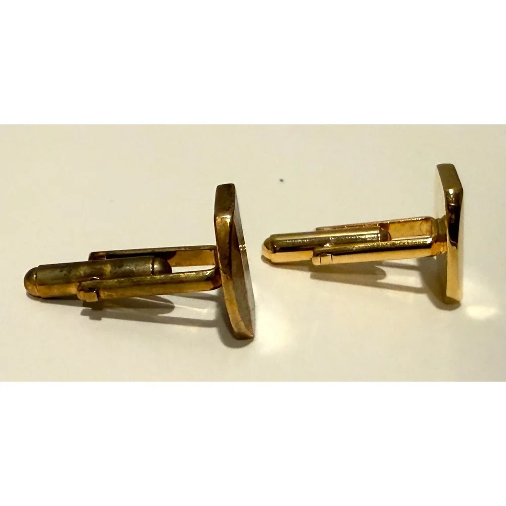 Vintage Stafford Gold Silver Toned Cuff Links Vertical Ribbed Pattern Box